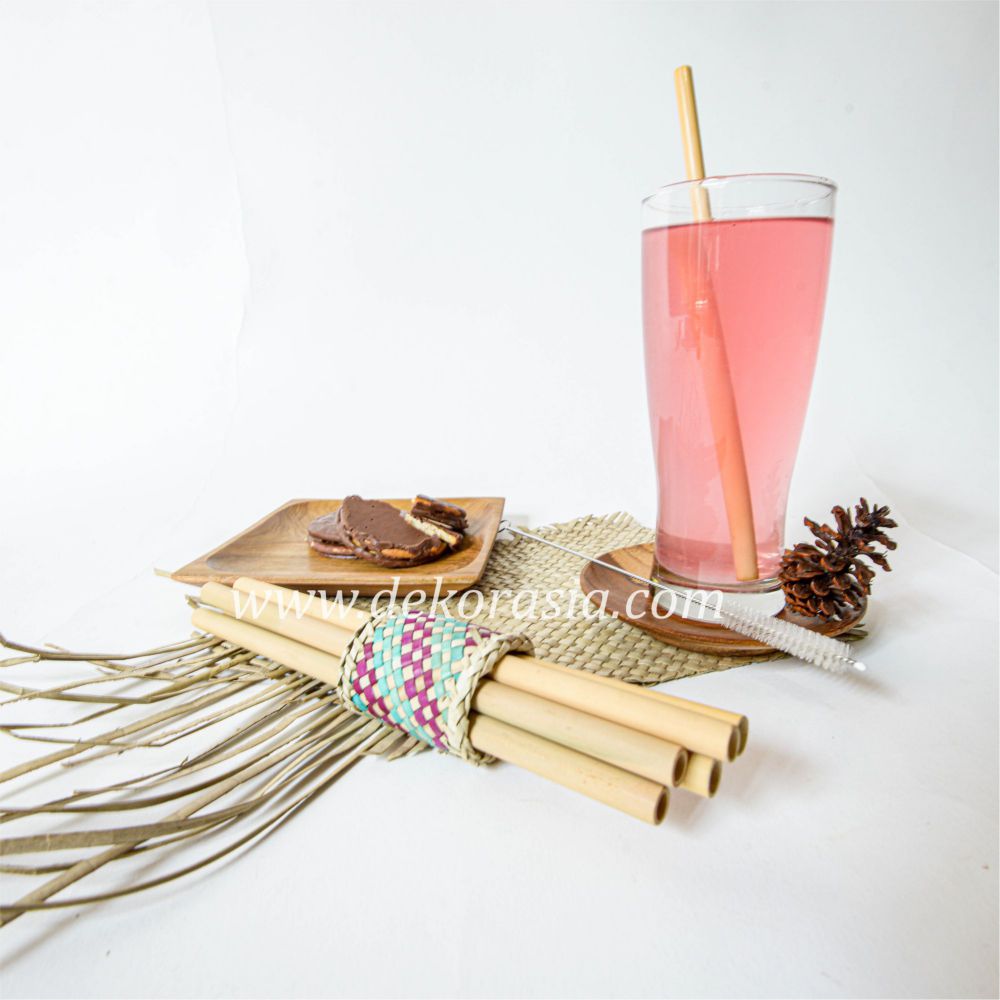 Bamboo Straw Set with Bamboo Napkin Ring Type A